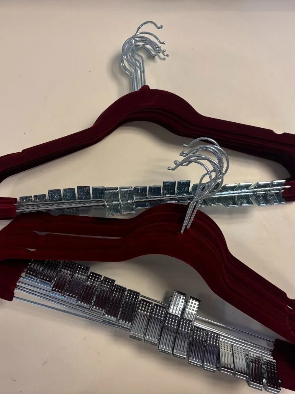 Zober Velvet Hangers with Clips Burgundy - 20piece